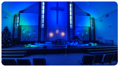 Blue Show Lighting at Bethany Community Church, Gatley